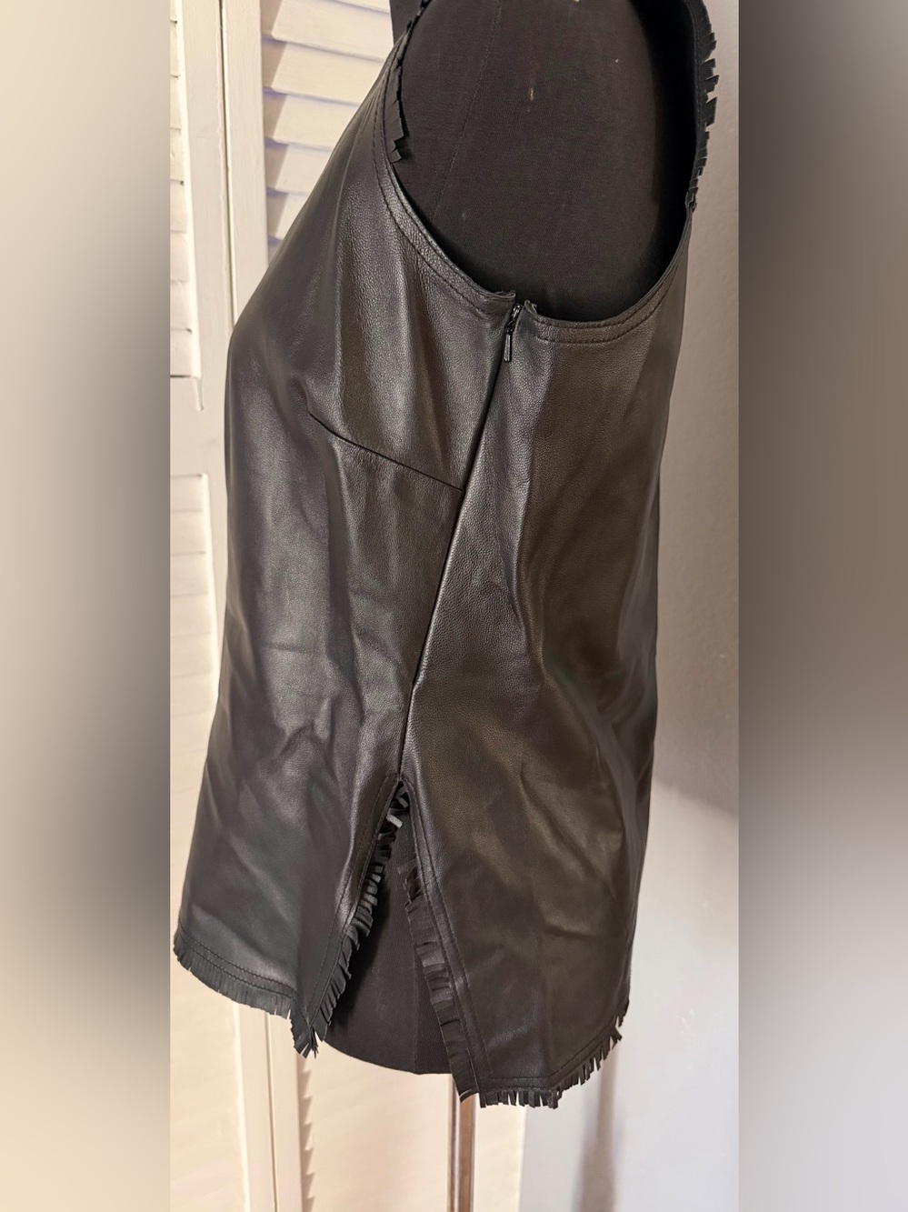 Etcetera Black Leather Sleeveless Top - Picture 2 of 5